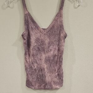 American Eagle Outfitters Purple Ribbed Sleeveless Tank Top